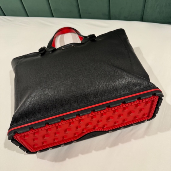 CHRISTIAN LOUBOUTIN Bag Tote Black Calf Leather Kabiker * great condition - Picture 3 of 10